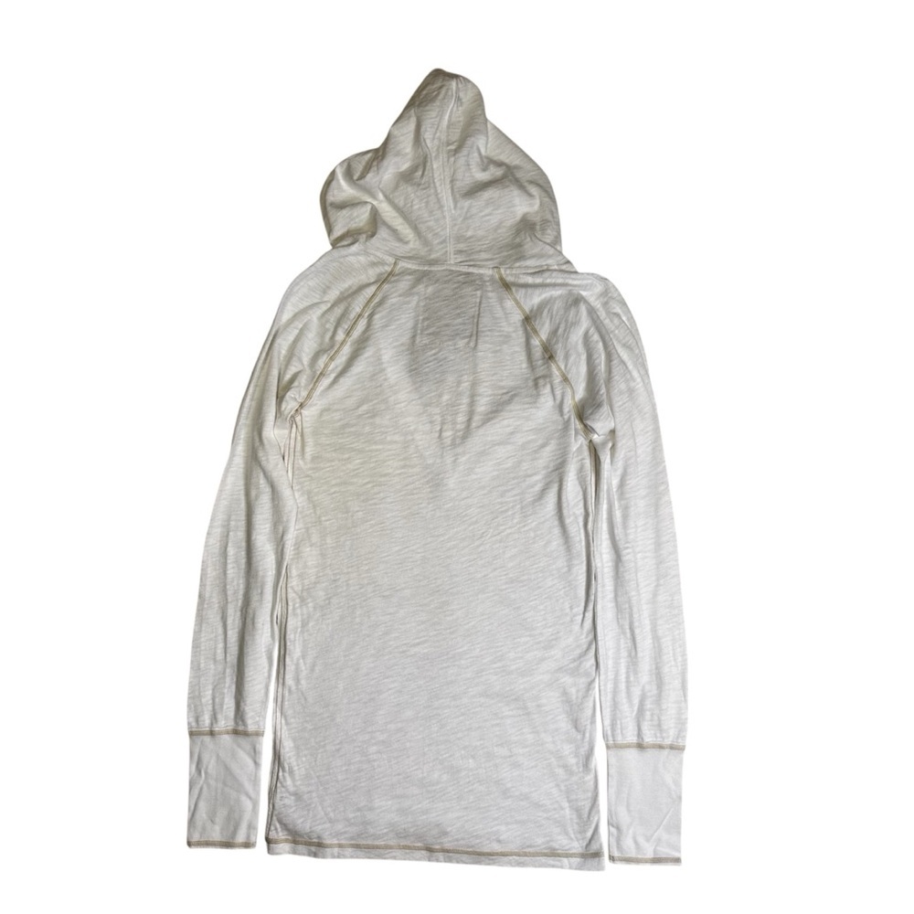 American Eagle White with a Beige Trim Hoodie Size Medium V Neck Long Sleeve NWT - Picture 5 of 11